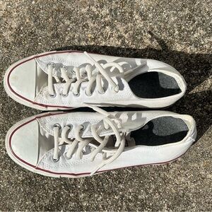 Converse CLASSIC ALL STAR White Low-Top Canvas Sneakers with Red Trim